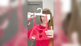 Transparent Clothes. Try on Haul with Alisia. Red Swimsuit