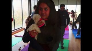 Puppies join for yoga class in India