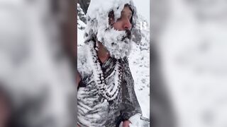 Indian Yogi Engrossed In Yoga Atop Snow-clad Mountain | #yogi #yoga #mountain #yogaatmountain