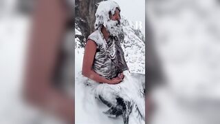 Indian Yogi Engrossed In Yoga Atop Snow-clad Mountain | #yogi #yoga #mountain #yogaatmountain