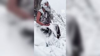 Indian Yogi Engrossed In Yoga Atop Snow-clad Mountain | #yogi #yoga #mountain #yogaatmountain