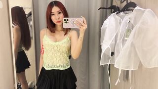 Transparent Clothes Try-on Haul in Dressing Room | See-through clothing