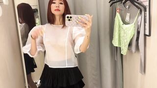 Transparent Clothes Try-on Haul in Dressing Room | See-through clothing