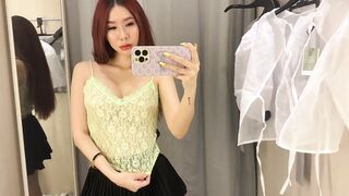 Transparent Clothes Try-on Haul in Dressing Room | See-through clothing