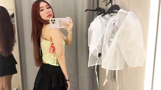 Transparent Clothes Try-on Haul in Dressing Room | See-through clothing