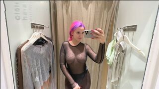 4K TRY ON HAUL by FairyElfie: See through top in the public store