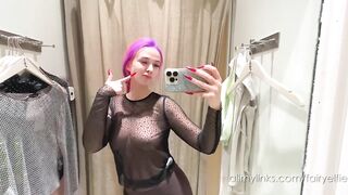 4K TRY ON HAUL by FairyElfie: See through top in the public store