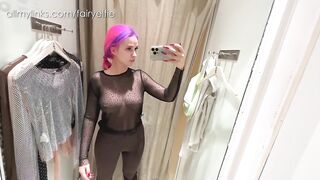 4K TRY ON HAUL by FairyElfie: See through top in the public store