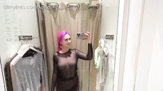 4K TRY ON HAUL by FairyElfie: See through top in the public store