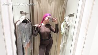 4K TRY ON HAUL by FairyElfie: See through top in the public store