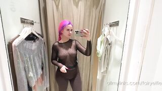 4K TRY ON HAUL by FairyElfie: See through top in the public store