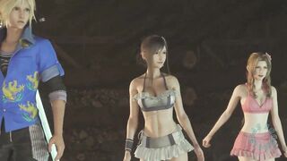 a collection of scenes showing Tifa and Aerith looking attractive in bikinis | Mythril Mine