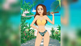 Sweet, hot, and sexy cartoon girls in bikinis