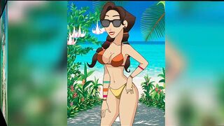 Sweet, hot, and sexy cartoon girls in bikinis