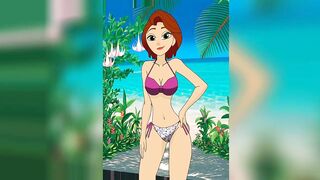 Sweet, hot, and sexy cartoon girls in bikinis