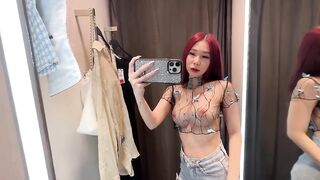 4K Transparent Clothes Try On Haul In Mall Dresser