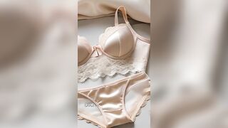 lingerie love 046 : my Ai : bras and panties, cream colour, satin