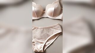 lingerie love 046 : my Ai : bras and panties, cream colour, satin