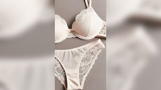 lingerie love 046 : my Ai : bras and panties, cream colour, satin