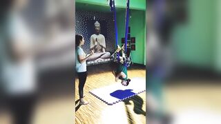 wonderful aerial yoga session with,@yogivilla #shorts #aerialyoga