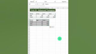 Trick 21 - Transpose Data Dynamically: Excel's Flexible Data! ???????? #ExcelTips #TransposeData