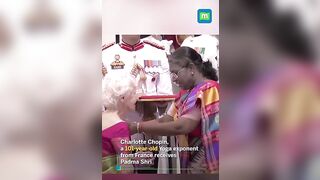 Charlotte Chopin, a 101 year old Yoga exponent from France receives Padma Shri