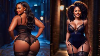 Black curvy model AI Women Lookbook ❤️ | Lingerie at alley