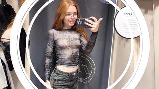 ???? [4K] See-Through Clothes | Try on Haul With Redhead | No Bra Trend & Transparent Fabric ????