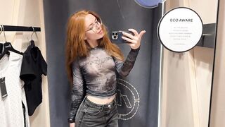 ???? [4K] See-Through Clothes | Try on Haul With Redhead | No Bra Trend & Transparent Fabric ????