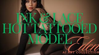[AI Lookbook] Ink & Lace: Hot Tattooed Models in Black Lingerie