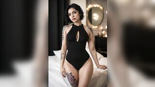 [AI Lookbook] Ink & Lace: Hot Tattooed Models in Black Lingerie