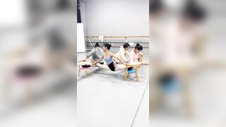 Dancing girl endures pain to practice flexibility#dance#flexibility#splits#contortion#stretching