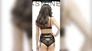 4K VERTICAL] EXQUISITE SPRING SUMMER BLACK LINGERIE TRY ON