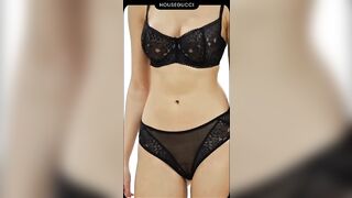 4K VERTICAL] EXQUISITE SPRING SUMMER BLACK LINGERIE TRY ON