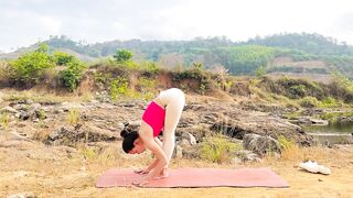 Yoga Class For Upper Body Strength, Exercise under the shade of bamboo trees