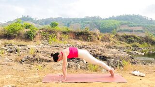 Yoga Class For Upper Body Strength, Exercise under the shade of bamboo trees