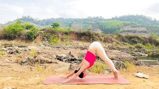 Yoga Class For Upper Body Strength, Exercise under the shade of bamboo trees