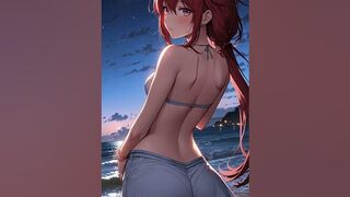 AI Anime Girls Rocking Bikinis at Sunset