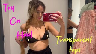 Try On Haul with Emily | Transparent Tops | Natural Petite Body