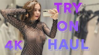 [4K] Transparent Clothes In Dressing Room | Try on Haul with Mia