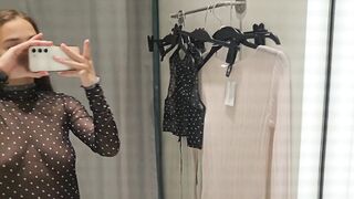 [4K] Transparent Clothes In Dressing Room | Try on Haul with Mia