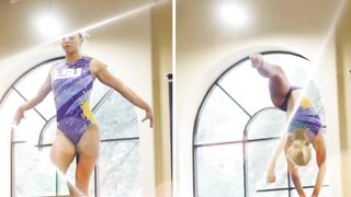 SWING AND A MISS! Olivia Dunne shows off flexible skills in figure-hugging training