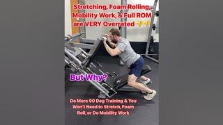 Stop Ruining your MUSCLE Function with Stretching! Squatting Shoulder Press on Leg Press