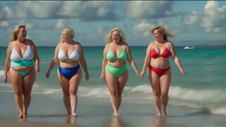 Beautiful Ladies in Bikinis Beach Walk 4k