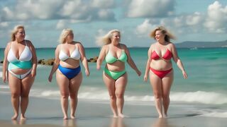 Beautiful Ladies in Bikinis Beach Walk 4k