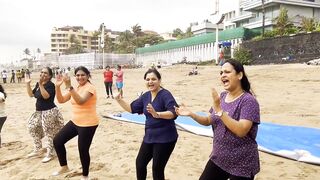 10th International Yoga Day Celebration at Juhu Beach by AAROGYYAM