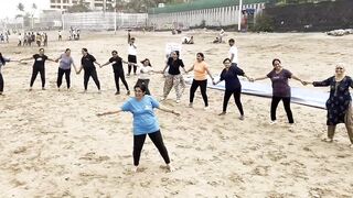 10th International Yoga Day Celebration at Juhu Beach by AAROGYYAM