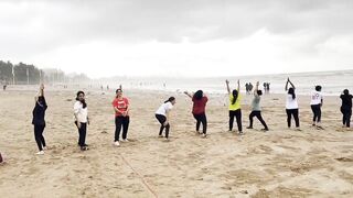 10th International Yoga Day Celebration at Juhu Beach by AAROGYYAM