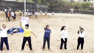 10th International Yoga Day Celebration at Juhu Beach by AAROGYYAM