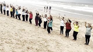 10th International Yoga Day Celebration at Juhu Beach by AAROGYYAM